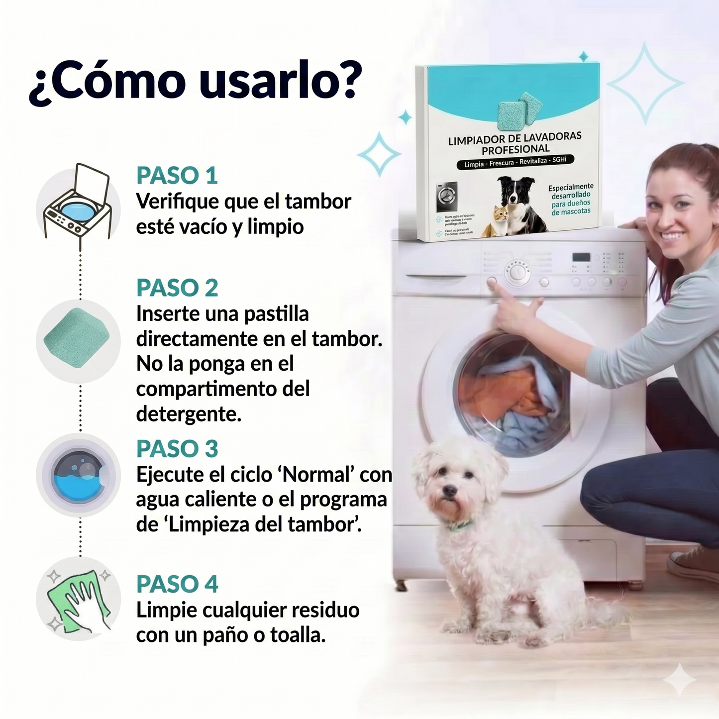 Limpiador profesional de lavadora – enzimas activas