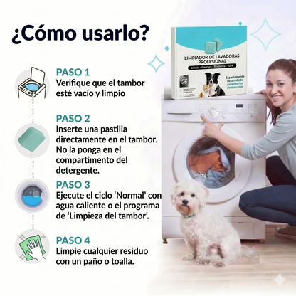 Limpiador profesional de lavadora – enzimas activas